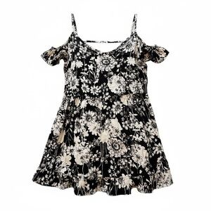 Forever 21 L Black White Floral Off Shoulder Top R $35
